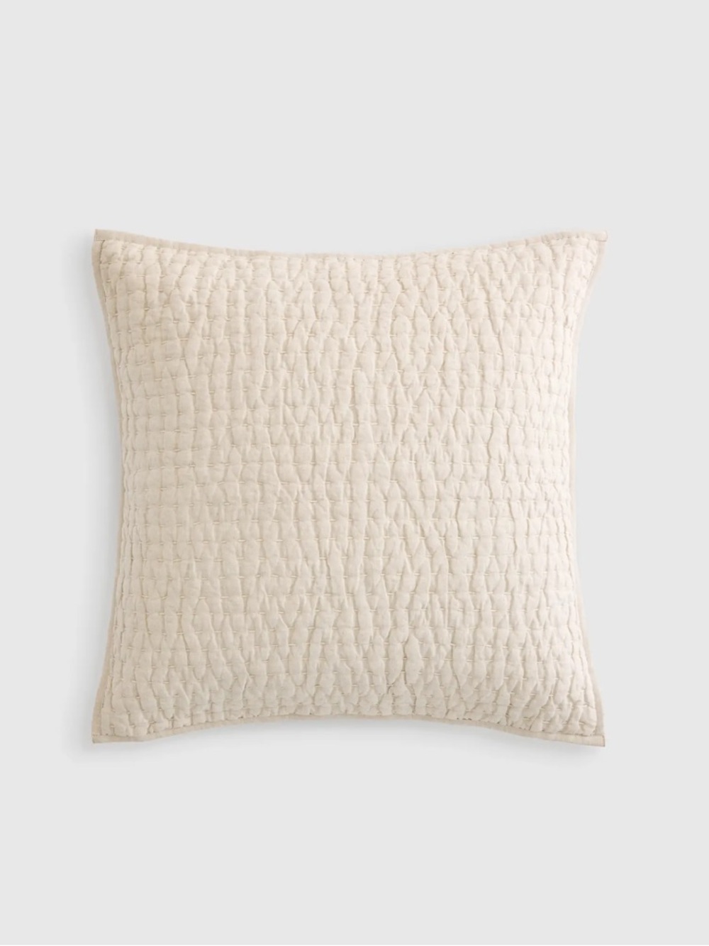 QUINCE European Linen Cotton Stitch Quilted Euro Sham Natural 7564